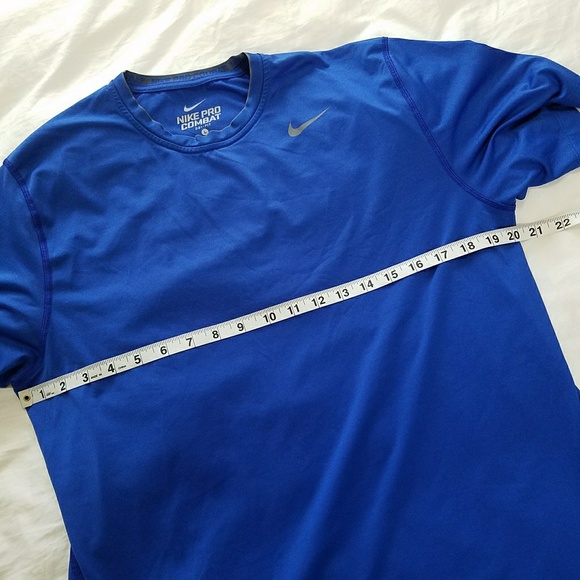 Nike Pro Combat Large Fitted Shirt Dri-Fit Blue - Picture 6 of 8